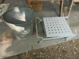 Galvanized Pail & Ladder, Paint Can Holder