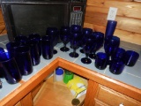 Dark Blue Glassware 8 piece set