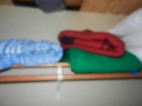 (3) Wool Blankets, Full Size Red, Green Stripe