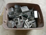 Tote of Assorted Metal Electrical Boxes