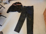 Leather Jacket, Interstate Motorcycle XL Leather Pants size 38 Victory Polaris