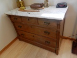 Victorian Dresser & Vanity, Marble Tops w/Mirror, Eastlake Style