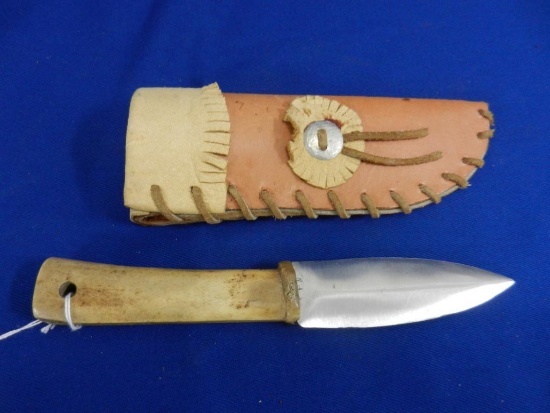 Hand made Knife w/sheath, bone handle