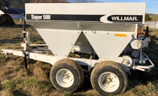 Willmar Super 500 tandam axle lime and fertilizer spreader, pull type, 540 PTO