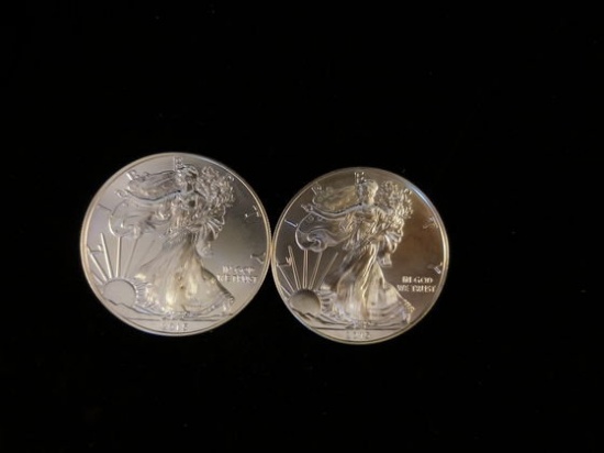LOT OF 2 2015 SILVER EAGLES