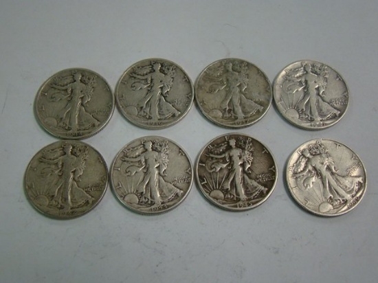 8 SILVER HALF DOLLARS 1934, 1936, 1937, 1941, 1942, 1944, 1945, 1946