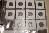 COIN BOOK WITH 23 QUARTERS, 12 HALVES, 5 40% SILVER HALVES, 4 IKES