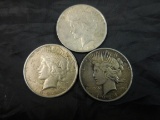 LOT OF 3 SILVER PEACE DOLLARS