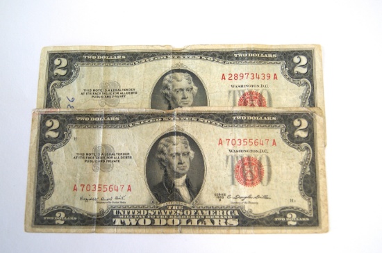 LOT OF 2 $2 RED NOTES