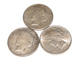 LOT OF 3 1922 PEACE SILVER DOLLARS