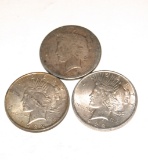 LOT OF 3 1922 PEACE SILVER DOLLARS