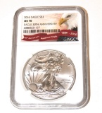 NGC GRADED MS70 30TH ANNIVERSARY 2016 SILVER EAGLE