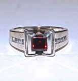 STERLING SILVER RING WITH RED STONE