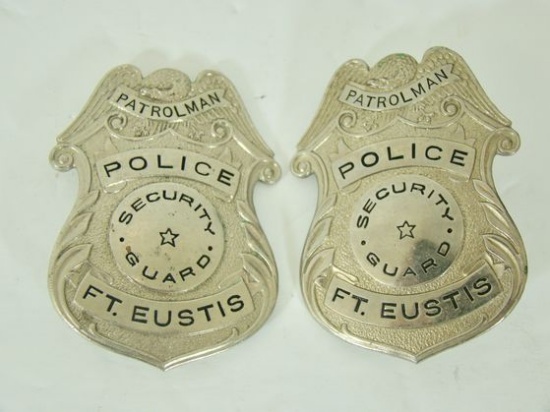 FORT EUSTIS PAIR OF POLICE BADGES (HAT & CHEST)