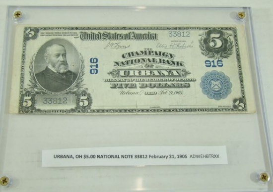 RARE $5 NATIONAL NOTE "CHAMPAIGN NATIONAL BANK OF URBANA"