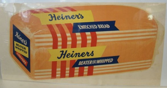 24"X12" 1950'S HEINERS BREAD CARDBOARD AD