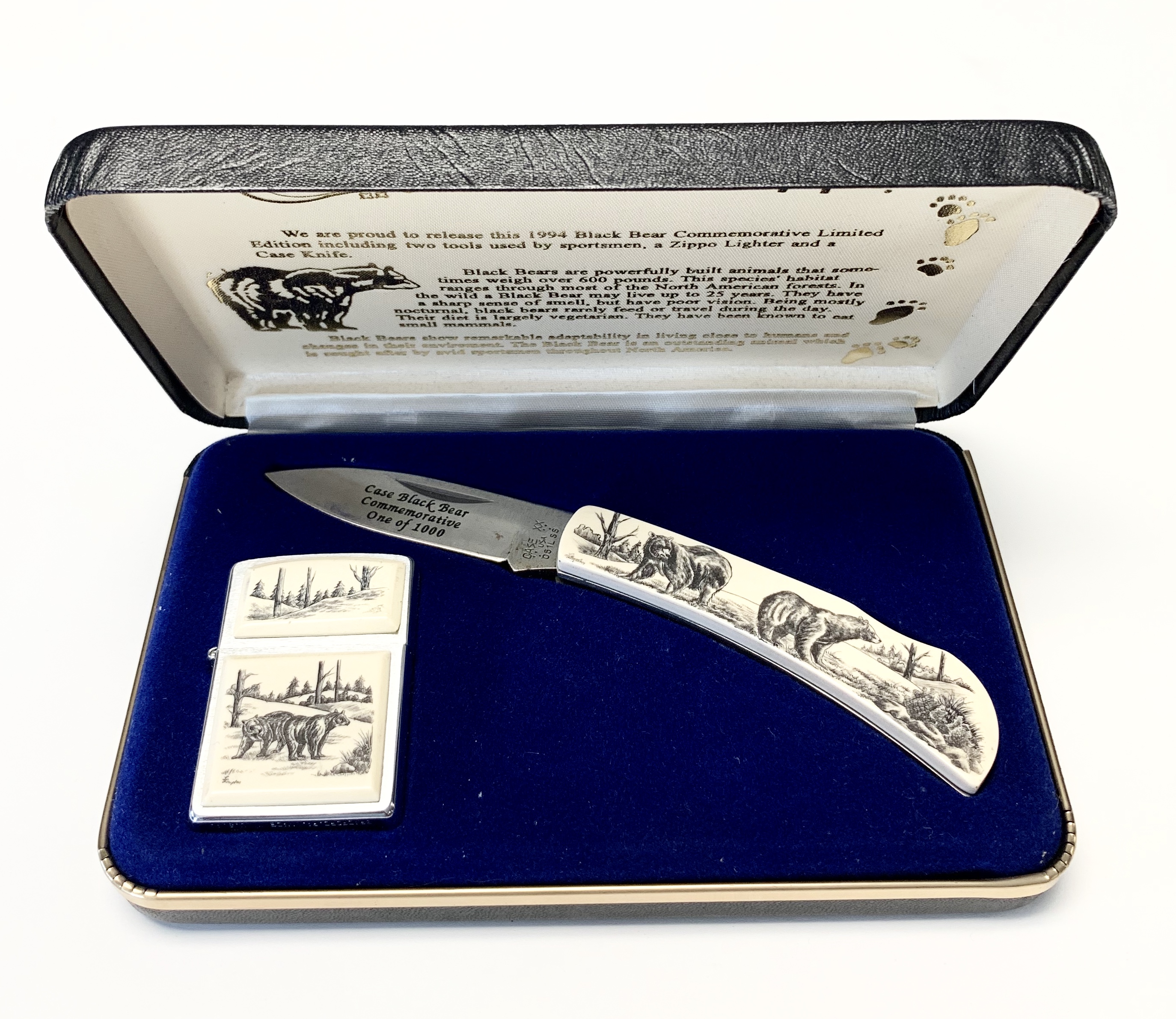 CASE XX SCRIMSHAW BLACK BEAR KNIFE / ZIPPO COMBO | Proxibid