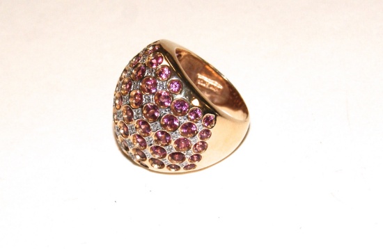 14K GOLD CUSTOM RING WITH DIAMONDS & PINK SAPPHIRES WEIGHS 13.4 GRAMS