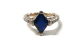 STERLING SILVER RING WITH BLUE STONE