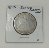 1875 SEATED LIBERTY 1/2 DOLLAR
