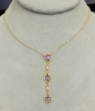 14K YELLOW GOLD AMETHYST NECKLACE