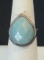 OVER-SIZED STERLING SILVER AQUA TEAR DROP RING