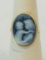 14K YELLOW GOLD MOTHER CHILD BLUE CAMEO RING