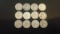 LOT OF 12 90% SILVER QUARTERS