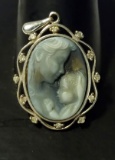 14K WHITE GOLD MOTHER CHILD CAMEO CHARM
