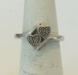 STERLING SILVER .925 DOUBLE HEART RING
