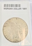 SLABBED MORGAN SILVER DOLLAR 1881