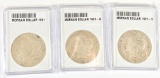 3 MORGAN DOLLARS 1921, 1921-D, 1921 S