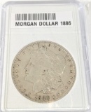SLABBED MORGAN SILVER DOLLAR 1886