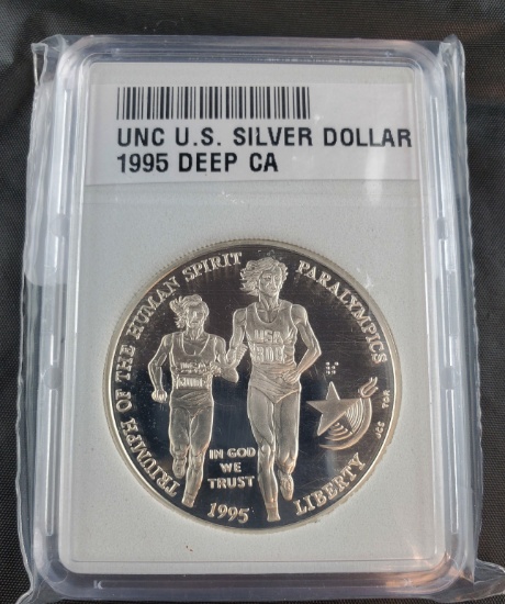 1995 PARALYMPICS SILVER DOLLAR UNCIRCULATED CAMEO PROOF