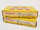 LOT OF 2- 20 ROUND BOXES WINCHESTER SILVER TIP 338 WINCHESTER MAGNUM AMMUNITION
