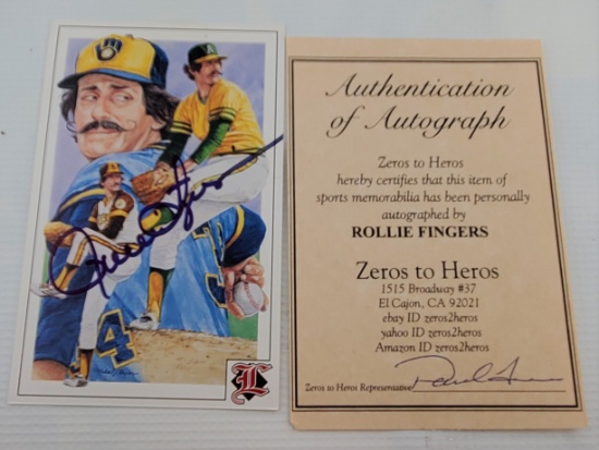 HALL OF FAME PITCHER ROLLIE FINGERS AUTO POSTCARD