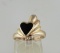 STERLING SILVER ONYX HEART RING SIZE 7