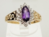 FAIRY TALE STYLE 10K YELLOW GOLD AMETHYST RING