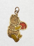 WINNIE THE POOH NECKLACE CHARM 10K YELLOW GOLD