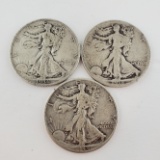 3 WALKING LIBERTY HALF DOLLARS