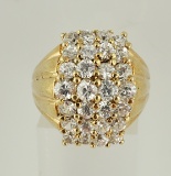 GOLD TONE STERLING SILVER CLUSTER RING