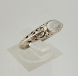 STERLING SILVER CLEAR MOON STONE RING