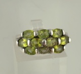 STERLING SILVER PERIDOT CLUSTER RING