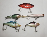Lot Of 5 Fishings Lure (2) Rapala, Heddon, And More