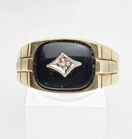 10k Yellow Gold Black Onyx Men's Ring SIZE 11