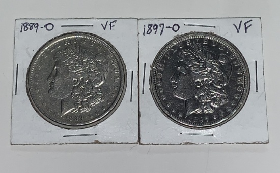 1897-O & 1889-O MORGAN SILVER DOLLARS