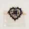 10K YELLOW GOLD SAPPHIRE HEART RING SIZE 7