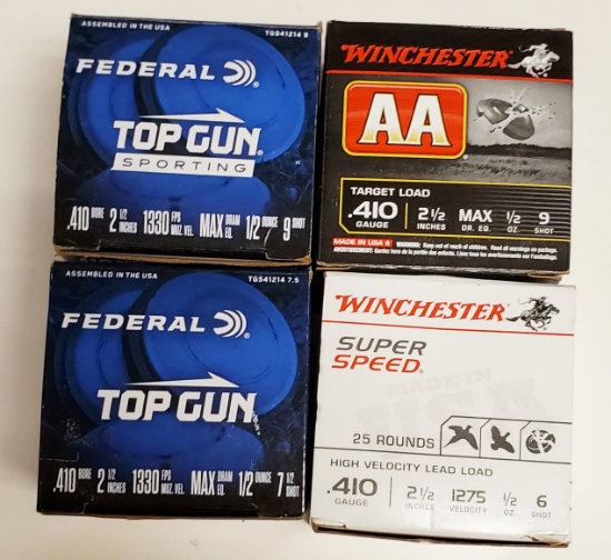 4 BOXES 410 2 1/2" SHOTGUN SHELLS
