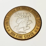 BALLY'S LAS VEGAS LIMIT EDITION $10 GAMING TOKEN .999 FINE SILVER