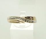 10K YELLOW GOLD DIAMONG SWIRL BAND SIZE 11